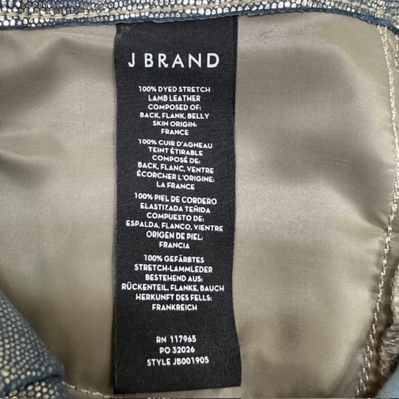 J Brand Leather Snake Embossed Pants Metallic Blue Straight Leg Size 30🌸 - Picture 11 of 16